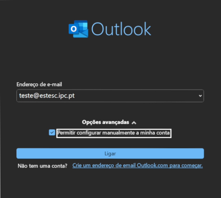 Configuração IMAP Outlook – ESTESC